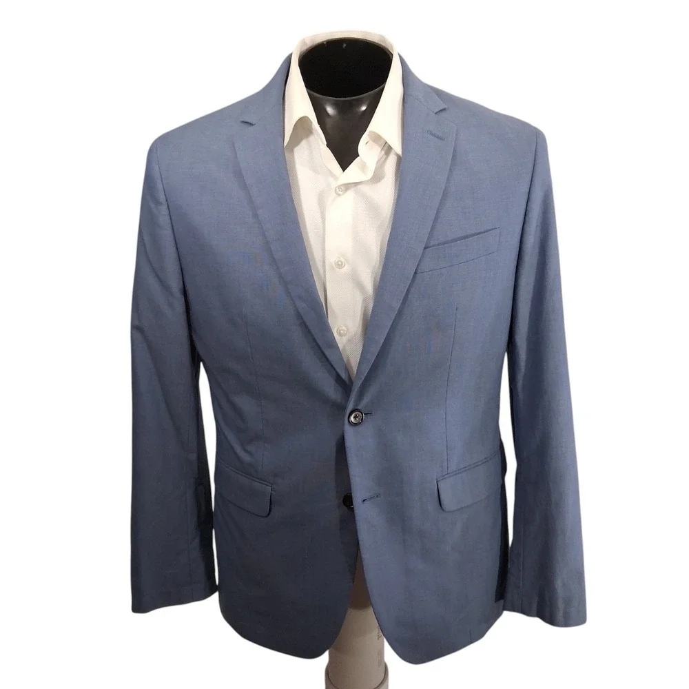 Banana Republic Blazer Mens 42R Light Blue Slim Fit Cotton Two Button Sport Coat